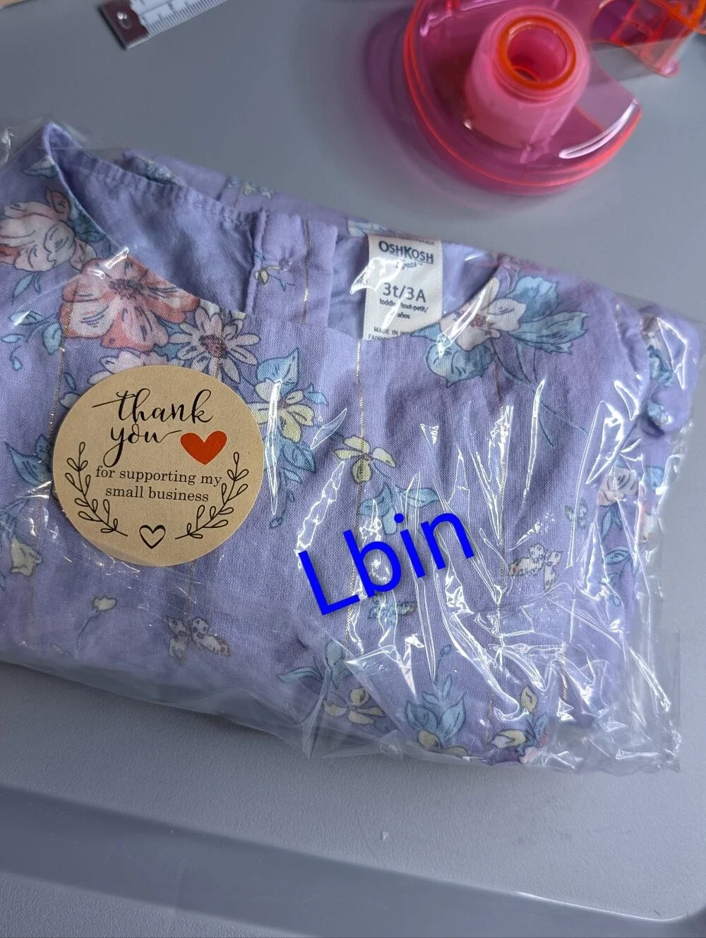 OSHKOSH Floral Lavender Dress With Silver Metallic Embellishments. Size 3T